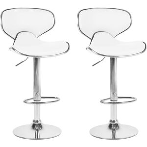 Lot de 2 Chaises Tabourets de Bar en Cuir pu blanc et Métal Brillant Pivotantes et Réglables pour Cuisine ou Salle à Manger Ultra Moderne Beliani - Publicité