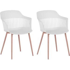 Set de 2 Chaises de Salle à Manger en Plastique Blanc avec Pieds en Métal Effet Bois Design Moderne et Scandinave Tendance Beliani - Publicité