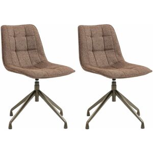 Idimex Lot de 2 chaises de salle à manger rio avec piètement métal et revêtement en tissu brun clair - Brun clair - Publicité