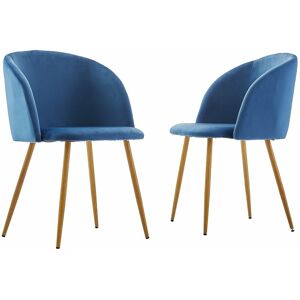 EGGREE Lot de 2 chaises de salle à manger - Tissu velours Bleu- Scandinave - Lot de 2 - Publicité