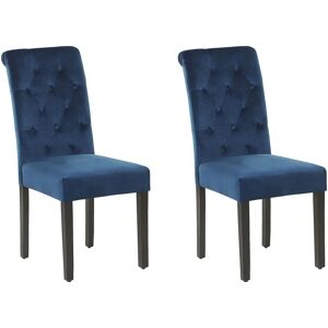 Set 2 Chaises Tapissées Velva en Velours Bleu Capitonné de Qualité Confort d'Assise Optimal Avec Heurtoir pour Salle à Manger Rétro Glamour Beliani Noir - Publicité