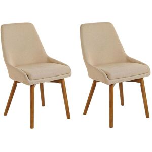 Lot de 2 Chaises Rembourrées et Tapissées en Tissu Beige sur Pieds en Bois Design Rétro Scandinave pour Salle à Manger Moderne Beliani Bois foncé - Publicité