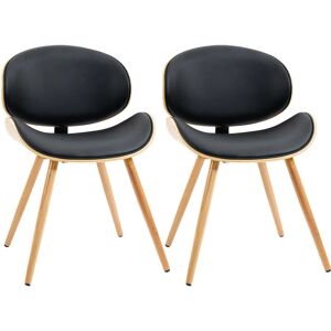 HOMCOM Lot de 2 chaises design vintage bois revêtement mixte synthétique tissu noir - Noir - Publicité