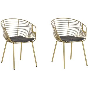 Lot de 2 Chaises Design en Métal Doré avec Assises en Simili-cuir Noir Style Tendance pour Salle à Manger Salon ou Cuisine Moderne et Glamour Beliani - Publicité