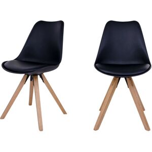House Nordic - Lot de 2 chaises en simili et pieds en bois naturel - Bergen - Couleur - Noir - Publicité