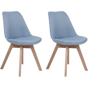 BELIANI Lot de 2 Chaises en Tissu Bleu Clair et Bois de Hêtre pour Salle à Manger Dakota - Publicité