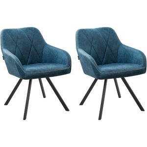 Lot 2 Chaises Rétro en Tissu Bleu sur Pieds Noirs en Métal Idéales pour Salon ou Salle à Manger au Style Vintage ou Scandinave Beliani Noir - Publicité