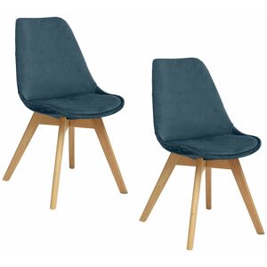 Lot de 2 chaises en velours style scandinave 'Helsinki' Atmosphera Bleu canard - Bleu canard - Publicité