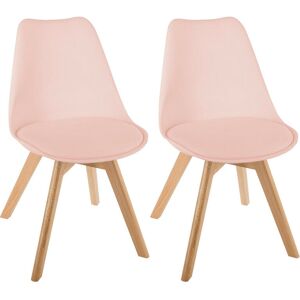 Lot de 2 chaises style scandinave baya Atmosphera rose poudré - Rose - Publicité