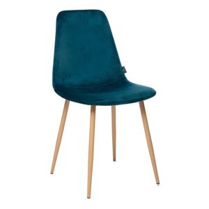 Lot de 2 chaises style Vintage Marylin Velours & pieds métal imitation hêtre Atmosphera - Couleur: Bleu canard - Bleu canard - Publicité