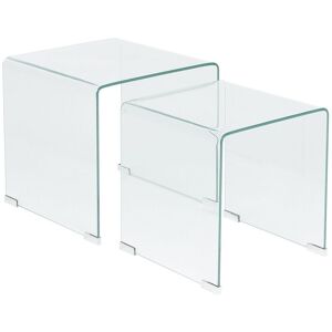 2 x Tables Basses d'Appoint en Verre Transparent de Design Minimaliste et Contemporain pour Salon Moderne ou Scandinave Beliani - Publicité