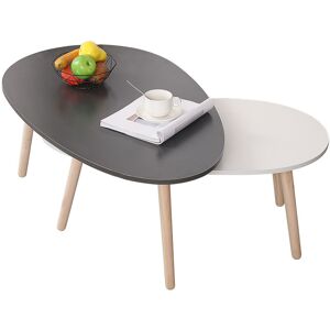 SKECTEN Lot de 2 tables gigognes scandinaves - Table basse - Table de salon scandinave - Grande (98*60*40cm) - Petite (88*48*34cm) - Gris+Blanc - Publicité