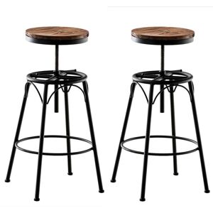 CLP Lot de 2 Tabourets de bar Beam avec assise en bois Style industriel Noir - Publicité