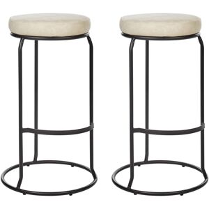 BELIANI Lot de 2 Tabourets de Bar Chaise d'Ilot de Cuisine en Cuir PU Beige Clair Milroy - Publicité