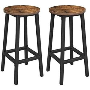 Lot de 2 tabourets de bar, hauts tabourets de cuisine, structure en acier massif, hauteur 65 cm, assemblage facile, style industriel, marron rustique - Publicité