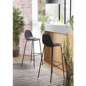 MACABANE Augustin - Lot de 2 tabourets de bar John noir hauteur d'assise 80cm - Noir - Publicité