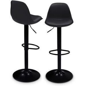 Idmarket - Lot de 2 tabourets de bar karl design noir pied noir - Noir - Publicité