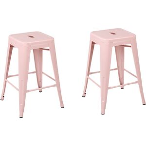 BELIANI Lot de 2 Tabourets de Bar Style Industriel 60 cm en Acier Rose Cabrillo - Publicité