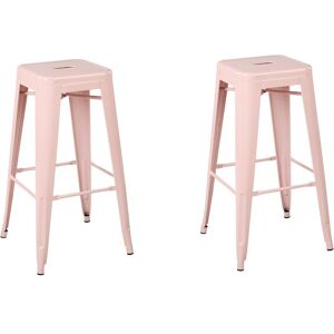 BELIANI Lot de 2 Tabourets de Bar Style Industriel 76 cm en Acier Rose Cabrillo - Publicité