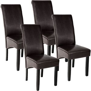 Tectake - Lot de 4 chaises aspect cuir - lot de 4 chaises salle a manger, chaises de cuisine, chaises de salon - marron - Publicité