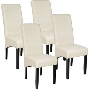 Tectake - Lot de 4 chaises aspect cuir - lot de 4 chaises salle a manger, chaises de cuisine, chaises de salon - crème - Publicité