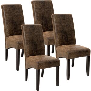Tectake - Lot de 4 chaises aspect cuir - lot de 4 chaises salle a manger, chaises de cuisine, chaises de salon - marron foncé - Publicité