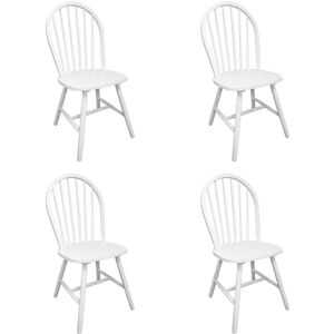 Décoshop26 - Lot de 4 chaises de salle à manger cuisine design classique bois d'hévéa solide blanc - Publicité