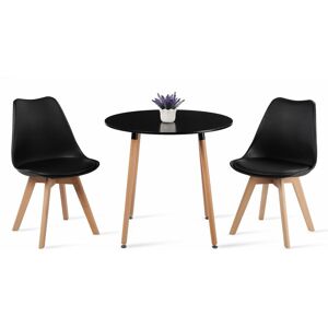 EGGREE Lot de 2 Chaises design contemporain nordique scandinave - pieds en bois de hêtre massif - Noir - Publicité