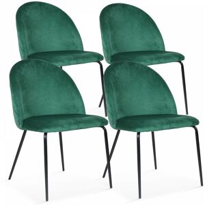 OVIALA Lot de 4 chaises en velours vert foncé - Vert Foncé - Publicité