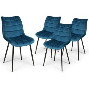 Lot de 4 chaises en velours Idmarket mady - Bleu canard - Pour salle à manger - Bleu - Publicité