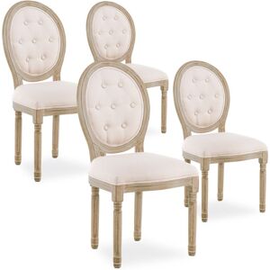 INTENSEDECO Lot de 4 chaises médaillon capitonnées Louis XVI tissu Beige - Beige - Publicité