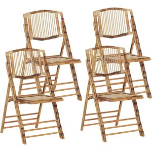 Lot de 4 Chaises de Salle à Manger Pliantes en Bambou Naturel et Rotin Parfaites pour Salon ou Cuisine au Style Boho Rustique et Colonial Beliani - Publicité