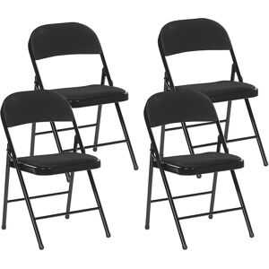 Lot de 4 Chaises Pliantes en Métal et Tissu Noir Idéales pour Salle à Manger Bureau ou Conférence Élégantes et Pratiques Beliani - Publicité