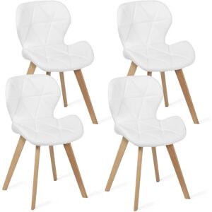 Idmarket - Lot de 4 chaises robine en pu blanches pour salle à manger - Blanc - Publicité