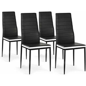 Idmarket - Lot de 4 chaises romane noires bandeau blanc pour salle à manger - Noir - Publicité