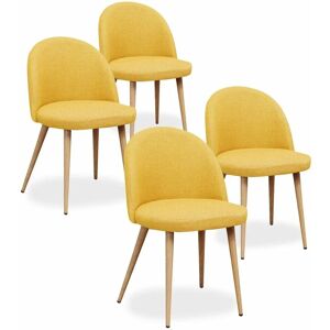 INTENSEDECO Lot de 4 chaises scandinaves Cecilia tissu Jaune - Jaune - Publicité