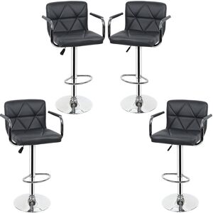 Skecten - Lot de 4 tabourets chaise de bar avec accoudoir gris - Publicité