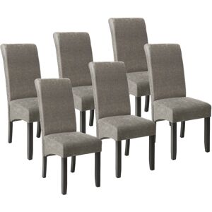 Tectake - Ensemble de 6 chaises de salle à manger Rembourré avec revêtement aspect cuir Dossier avec forme ergonomique - gris marbré - Publicité