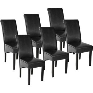 Tectake - Ensemble de 6 chaises de salle à manger Rembourré avec revêtement aspect cuir Dossier avec forme ergonomique - noir - Publicité