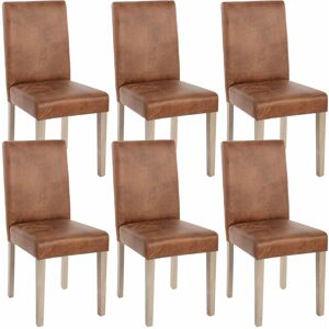 Décoshop26 - Lot de 6 chaises de salle à manger cuisine imitation daim marron vieilli style vintage pieds en bois clair - Publicité