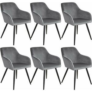 HELLOSHOP26 Lot de 6 chaises pieds noir siège de salon cuisine salle à manger design élégant velours gris - Publicité