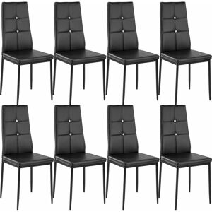 Tectake - Lot de 8 chaises avec strass Rembourré avec revêtement en cuir synthétique Forme ergonomique avec strass - noir - Publicité