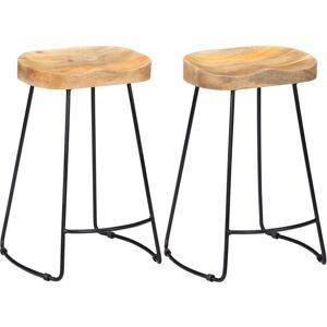 HELLOSHOP26 Lot de deux tabourets de bar design chaise siège bois de manguier massif - Publicité