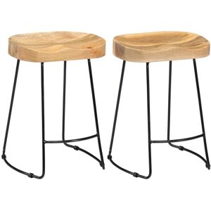 HELLOSHOP26 Lot de deux tabourets de bar design chaise siège bois de manguier solide - Publicité