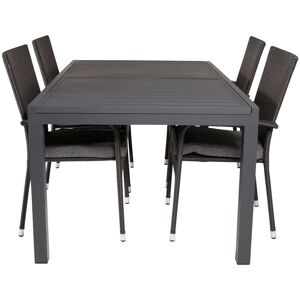 EBUY24 Marbella Ensemble table et chaises de jardin, table 100x160/240cm et 4 chaises Anna, noir. Publicité