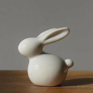 Xinuy - Mini mignon simple blanc en céramique salon chambre bureau animal lapin en céramique - Publicité