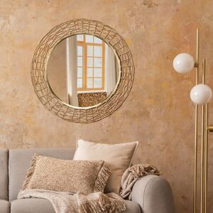 Womo-design - Miroir Mural Rond Design Caracas ø 80 cm en Verre avec Cadre Métallique Doré Miroir Décoratif Moderne d'Entrée Maquillage Coiffeuse pour Salon Salle à Manger Couloir Chambre Salle de Bain - Publicité