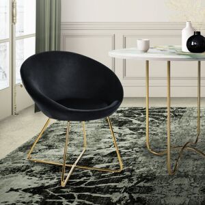 Ml-design - Chaise de Salle à Manger en Velours, Noir, avec Dossier Rond, Assise Rembourrée, Pieds en Métal Doré, Chaise de Maquillage, Moderne, Fauteuil Ergonomique pour Table à Manger, Cuisine, Salon - Publicité