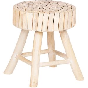 Petit Tabouret Multifonction en Rondin de Bois Clair peut aussi bien servir de table d'appoint de repose-pieds pour tout espace de vie Beliani Bois - Publicité