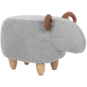 Petit Tabouret de 36 cm de Hauteur pour Enfant en Forme d'Agneau Laineux Gris rembourré en Mousse avec Pieds en Bois d'Hévéa Beliani Bois clair - Publicité